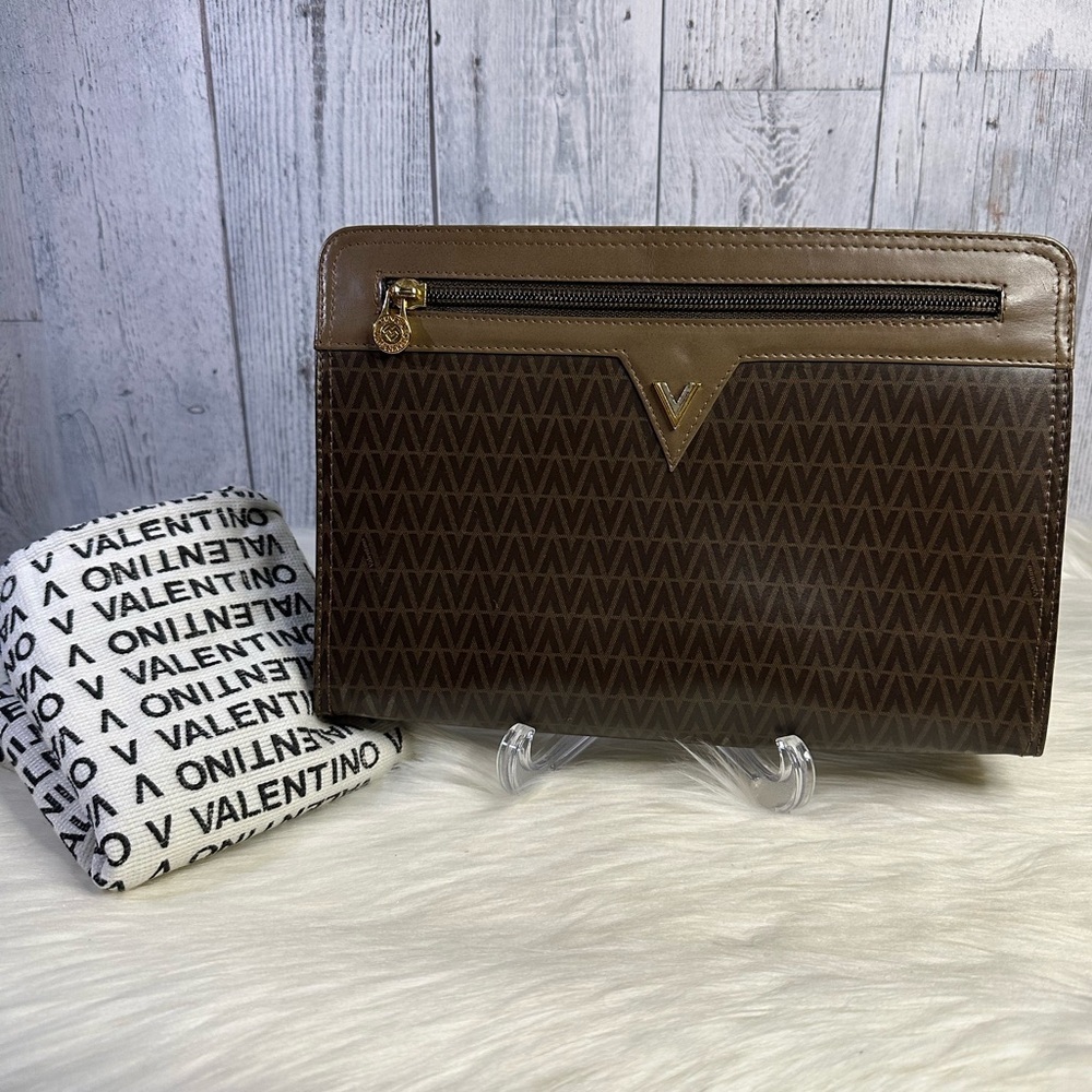 VALENTINO mario patent leather clutch bag